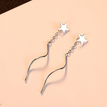 Women'S Fashionable Five-Pointed Star Earrings, 925 Sterling Silver Star Stud Earrings, Pendant Earrings (White) Surprise Gift