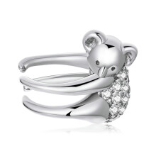 S925 Sterling Silver Koala Ear Clip Earrings For Women Surprise Gift
