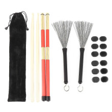 Trumstockskit Rute Brush Damper Trumset Tillbehör för musikinstrument med väskaM02763 Svart