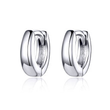 Circle-Shaped White Gold Plated Stud Earrings, Sterling Silver Earrings, Simple And Elegant Women'S Earrings Surprise Gift