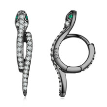Bse669-D Sterling Silver S925 Plated White Gold Zircon Snake Earrings Surprise Gift