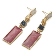Women'S Fresh And Elegant Rectangular Earrings With Houndstooth Pattern, Color Blocking, And Geometric Long Stud Earrings Surprise Gift