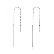 S925 Sterling Silver Long Simple Women'S Earrings Surprise Gift