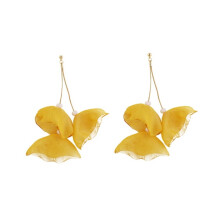 Long, Exaggerated Handmade Fabric Petal Earrings, Color: E1908-22 Yellow Surprise Gift