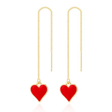 E2210-8 Heart-Shaped Long Earrings - Simple Style For Women Surprise Gift