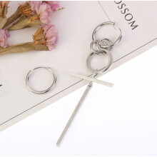 Large Hoop Earrings, Simple Long Asymmetrical Stud Earrings (Multi-Hoop Style, Single Earring) Surprise Gift