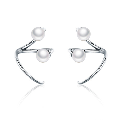 Simple Women'S Pearl Stud Earrings, Sterling Silver, Versatile Earrings Surprise Gift