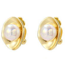 E2208-7 Colorful Pearl Baroque Earrings, Pearl Clip-On Earrings For Women Without Pierced Ears Surprise Gift