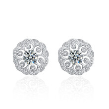 Xea005 925 Sterling Silver Floral Stud Earrings For Women, Unique Round Flower Earrings (White Gold) Surprise Gift