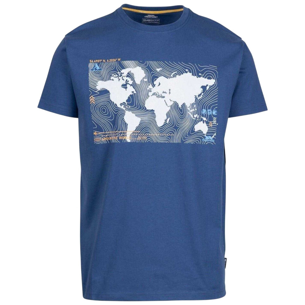Trespass (S, Indigo) Mens Chera Topographic Crew Neck T-Shirt