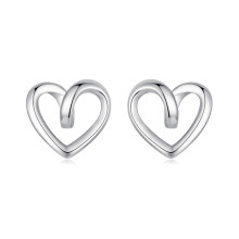 Pendientes de corazón calados de plata de ley 925 (Bse1117) Regalo sorpresa