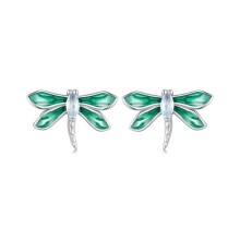 S925 Sterling Silver Platinum-Plated Dragonfly Earrings (Bse988) Surprise Gift