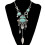 Exaggerated Openwork Pattern Necklace Inlaid With Turquoise Alloy Gemstones (Silver) Surprise Gift 1