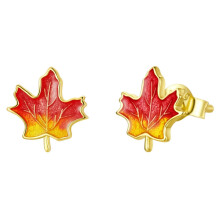 Gold-Plated 925 Sterling Silver Earrings, Style: Sce1244 Maple Leaf Surprise Gift