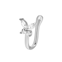 Butterfly-Shaped Nose Clip, Copper Inlaid With Zircon, U-Shaped Nose Ornament (Ka-1205 Silver) Surprise Gift
