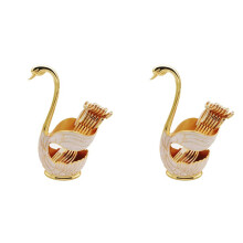 2X Swan Style Coffee Dessert Spoon Set-European Fruit Scoop Holder & Decorative Tableware for Sophisticated Dining B