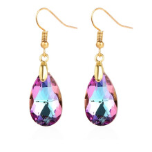 E2108-2 Purple Natural Crystal Handmade Earrings, Zirconia Long Earrings Surprise Gift