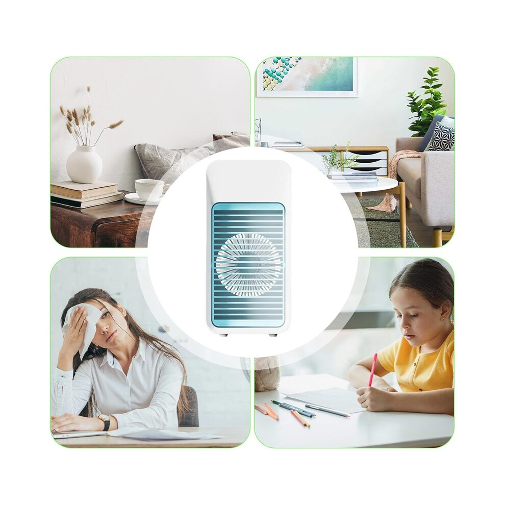 Air Conditioner Cooling Fan | Desktop Cooling Fan With Colorful Night - Desk Fan, 3 Speed Table Fan Quiet Personal Air Cooler Fan For Desk Light 8583457699833