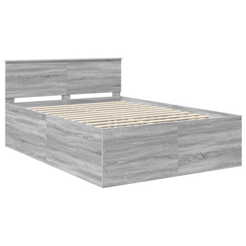 VidaXL vidaXL Bed Frame Grey Sonoma 150 x 200 cm Engineered Wood 1
