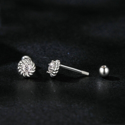 Σκουλαρίκια Moissanite με σπείρωμα από ασήμι S925 (Mse053) Δώρο-έκπληξη 2
