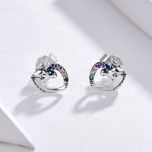Silver Stud Earrings, Silver Earrings With Colored Zircon Silver Studs Surprise Gift 2