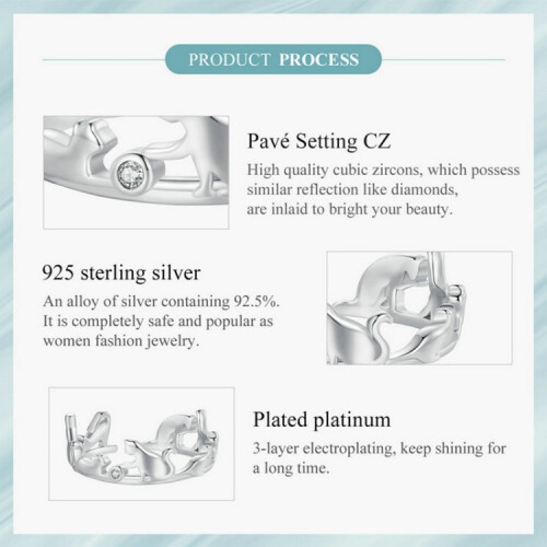 Scr944-E Sterling Silver S925 Cute Cat Adjustable Ring Surprise Gift 2