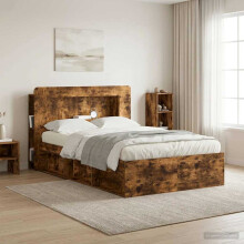 vidaXL Headboard Cabinet with Storage Smoked Oak Engineered Wood