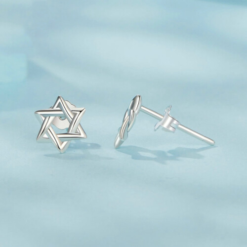 S925 Sterling Silver Oxide Hexagonal Star Earrings And Ring, Model: Sce1809 Surprise Gift 1