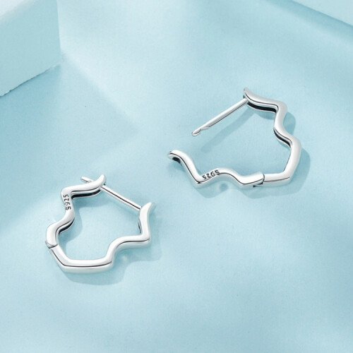 S925 Sterling Silver Wave-Shaped Ear Clips (Sce1761) Surprise Gift 1