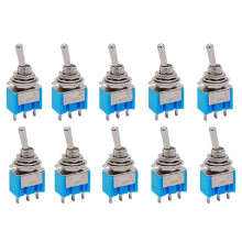 10 Stuks DIY Tuimelschakelaar aan/Uit Miniatuur Tuimelschakelaar 3-Pins 2-Positie 125V/6A 250V/3A aan/Uit-Knop Auto MTS-102