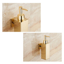 2X Liquid Soap Dispenser Bathroom Wall Mounted Gold Shower Gel Detergent Shampoo Bottle for Kitchen Hotel Home