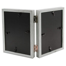 2X Double Picture Frame 4X6in Rustic Grey Photo Frames Wooden Hinged Folding,Wedding Gifts,'s Father's Day Present