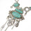 Exaggerated Openwork Pattern Necklace Inlaid With Turquoise Alloy Gemstones (Silver) Surprise Gift 4