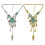Exaggerated Openwork Pattern Necklace Inlaid With Turquoise Alloy Gemstones (Silver) Surprise Gift 5