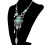 Exaggerated Openwork Pattern Necklace Inlaid With Turquoise Alloy Gemstones (Silver) Surprise Gift 6