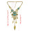 Exaggerated Openwork Pattern Necklace Inlaid With Turquoise Alloy Gemstones (Silver) Surprise Gift 3