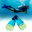 Palmes de natation flexibles pour-Double bleu vert L 8