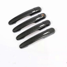 (Black 1 keyhole)Compatible High Quality Chrome Carbon Fiber Car Door Handle Cover Trim For Kia Forte