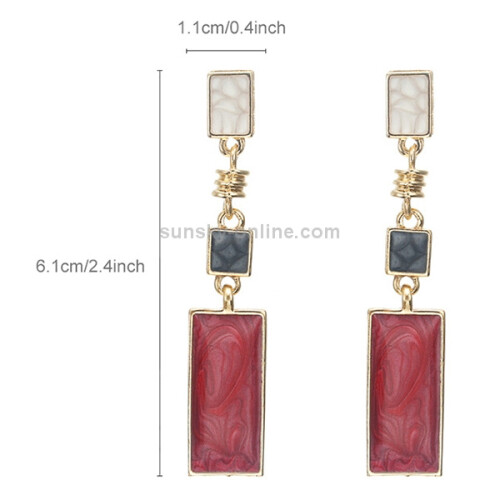 Women'S Fresh And Elegant Rectangular Earrings With Houndstooth Pattern, Color Blocking, And Geometric Long Stud Earrings Surprise Gift 2