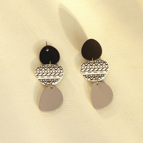 Long Acrylic Earrings With Irregular Pattern Patchwork (01) Surprise Gift 2
