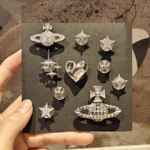 Punk Silver Alloy Clog Charms Rhinestone Saturn Planet Shoe Decor For Crocs Jibbitz