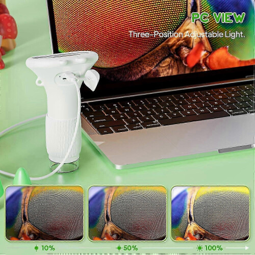 Microscope pour téléphone portable pour enfants, microscope de poche portable 200X, écran IPS 2 pouces, microscope USB, éclai 2