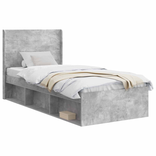 VidaXL vidaXL Bed Frame with Storage and Headboard Concrete Grey 90 x 190 cm 1