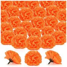 Marigold Flower Heads Bulk, 800Pcs Artificial Flowers Heads for Garlands Crafts, Silk Marigold Fake Flowers, Orange