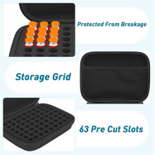 4X 3ML Peptide Case - 63-Slot Peptide Organizer with Mesh Pocket, Fits 3ml Bottles, Peptide Storage Case for Fridge