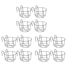 12Pcs Hanging Railing Planters Pot Holders Plant Iron Racks Fence Metal Potted Stand Mounted Balcony Baskets Small