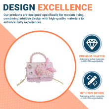 (Pink) Girls Pearl Handbag - Princess Purse Gift