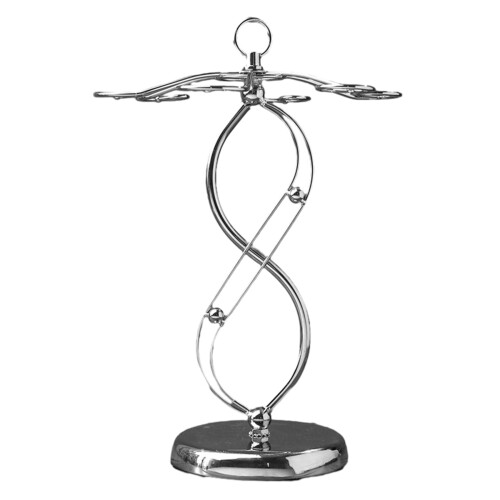 2X Iron Countertop Wine Glass Holder with Scrollwork Design, Freestanding Tabletop Stemware Storage Rack with 6 Hooks 1