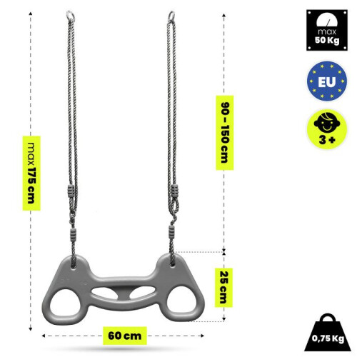 Trapézio de Ginástica com Pegada Antiderrapante Max 50kg Dim 60x25cm Norma EN71 2