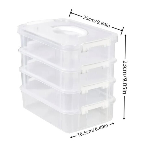 2X Extra Large 4-Tier Stackable Storage Box with Lid Clear Plastic Organizer Toy Building Block Storage Box 2